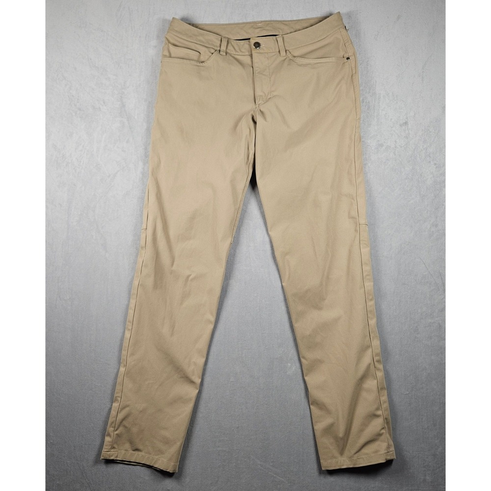 Lululemon ABC Classic Fit Pant Mens 33 (Fits 35x33) Tan Khaki Warpstreme Chino - Picture 2 of 10